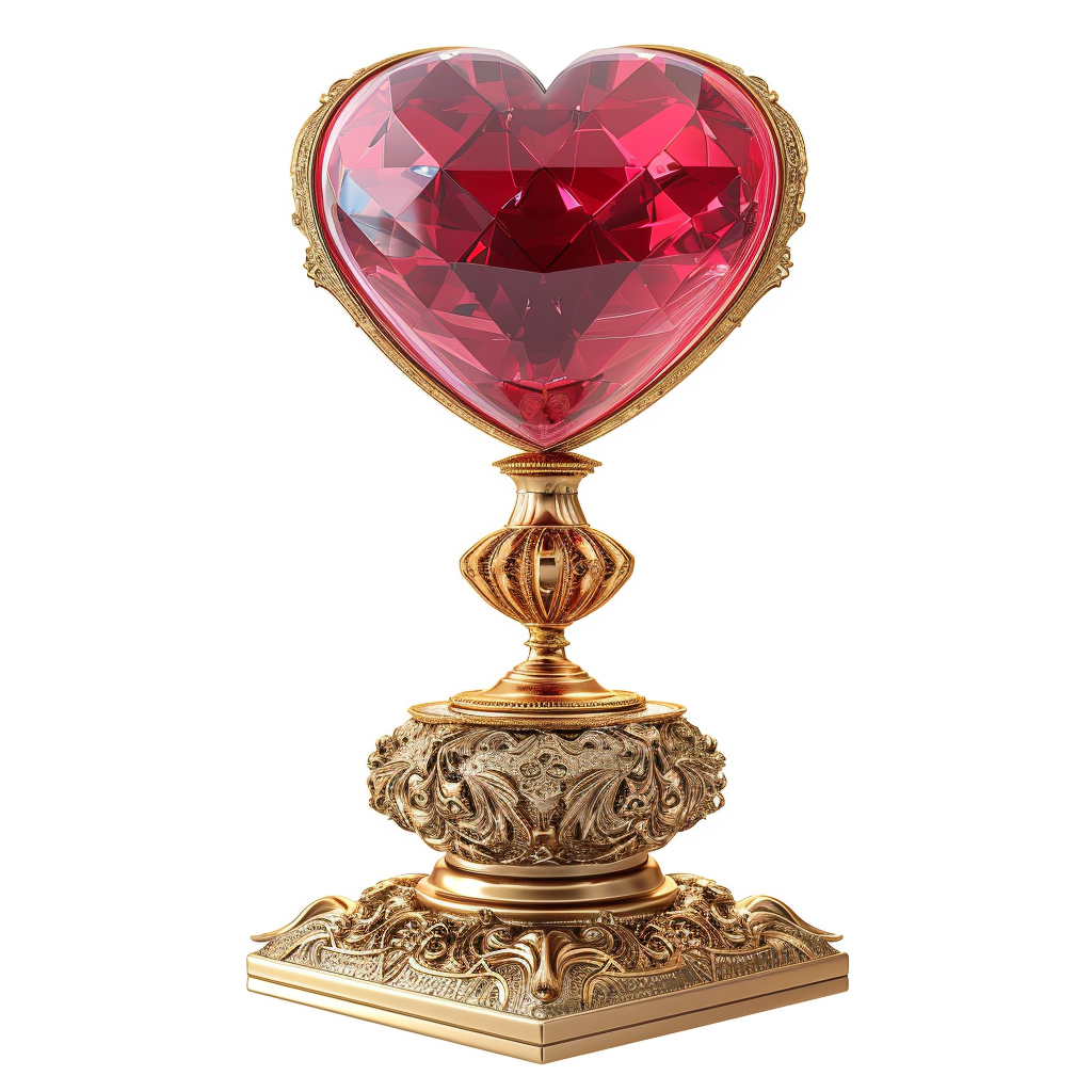 Ruby Heart Trophy Crystal on Golden Pedestal