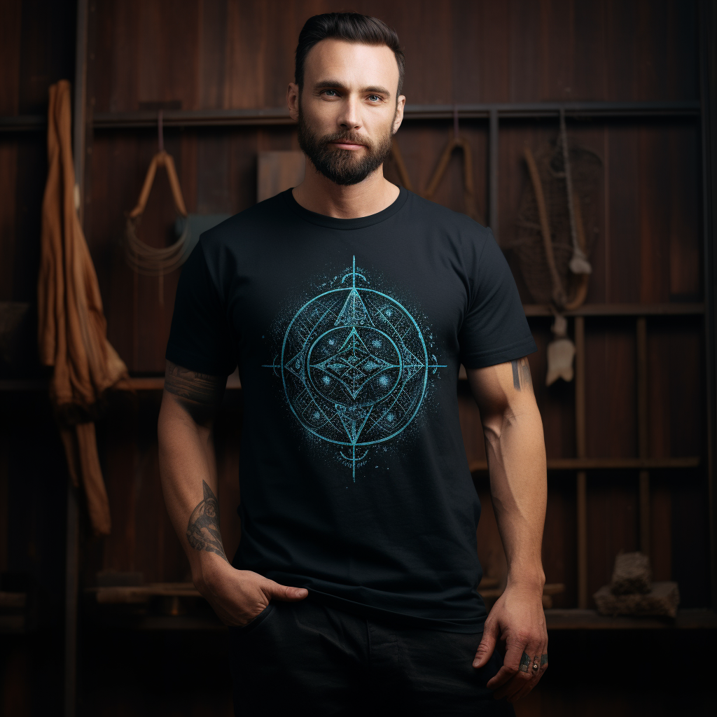 Mysterious magic runes and symbols on T-shirt