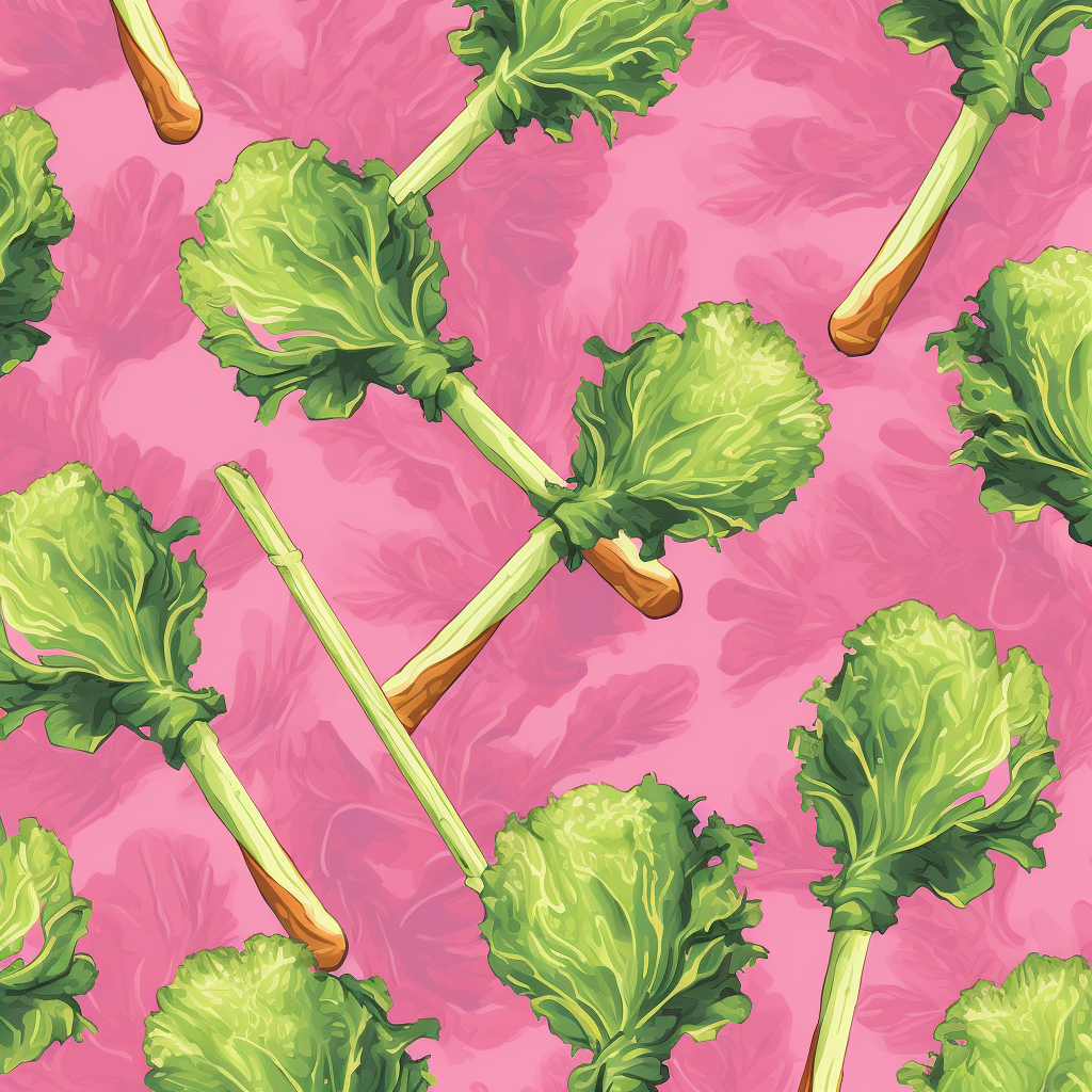 Pink background lettuce pattern in van gogh style