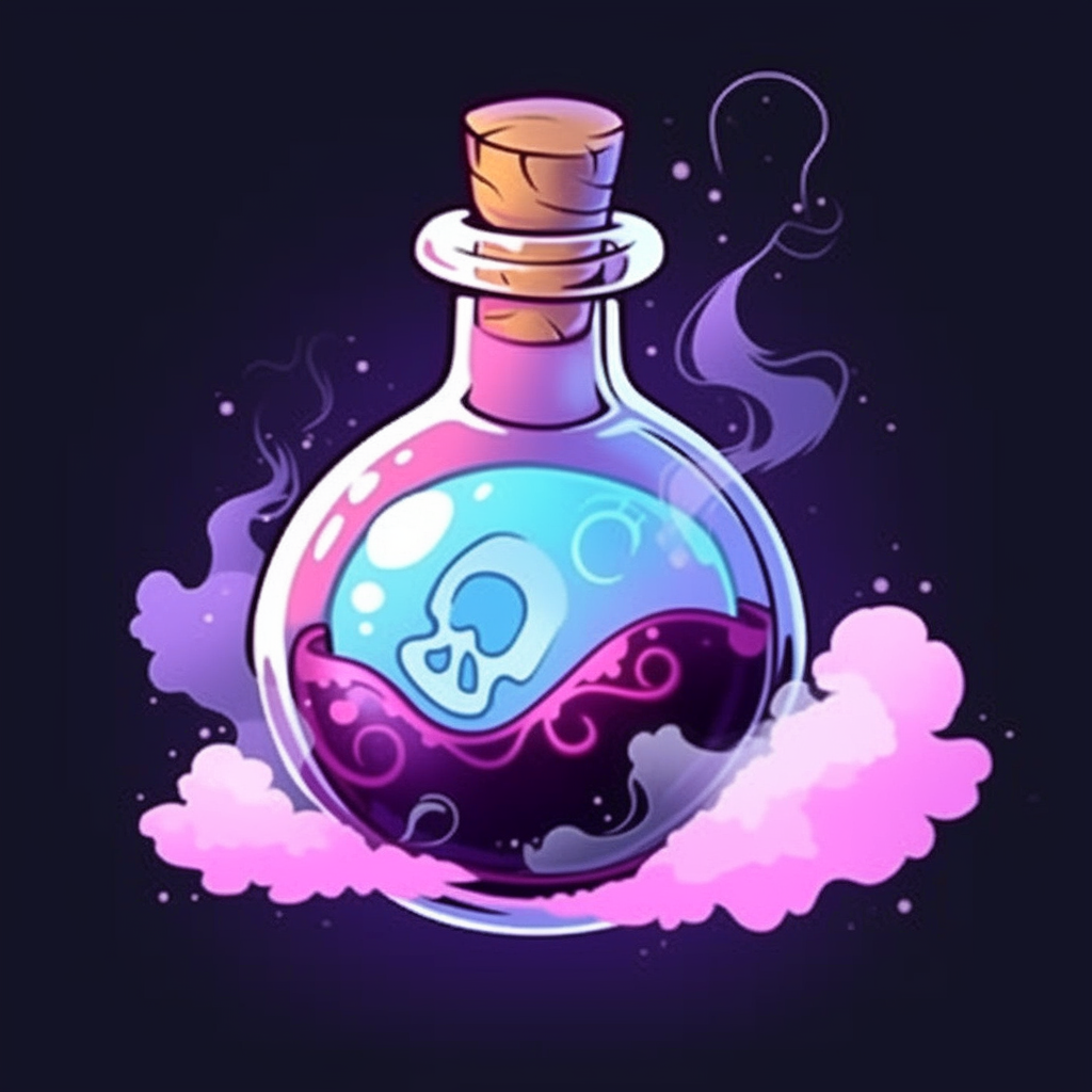 Illustration of magic poison potion on table