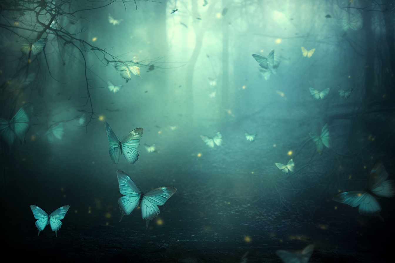 Beautiful butterfly in a mystical setting