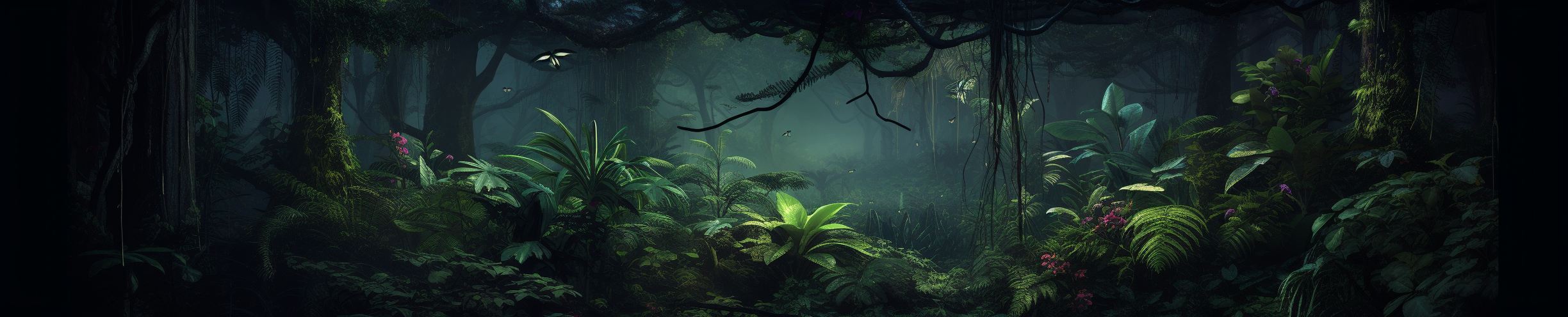 Enchanting dark tropical jungle scenery