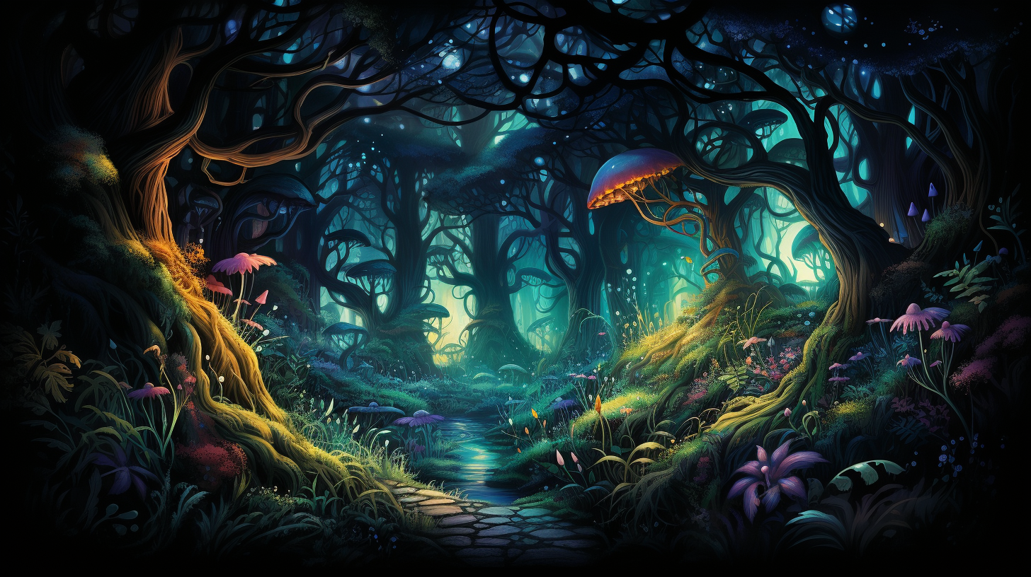 Forest Wallpaper with Gradients Path