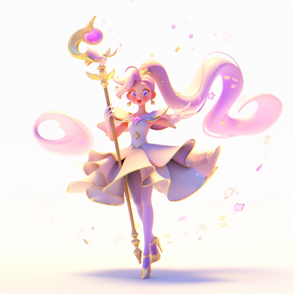 Magical princess with purple, white, and gold colors