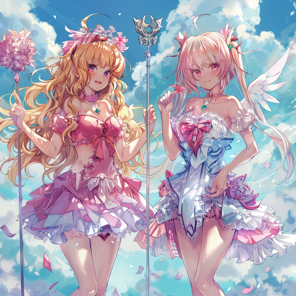 Two Magical Girls Anime Fantasy