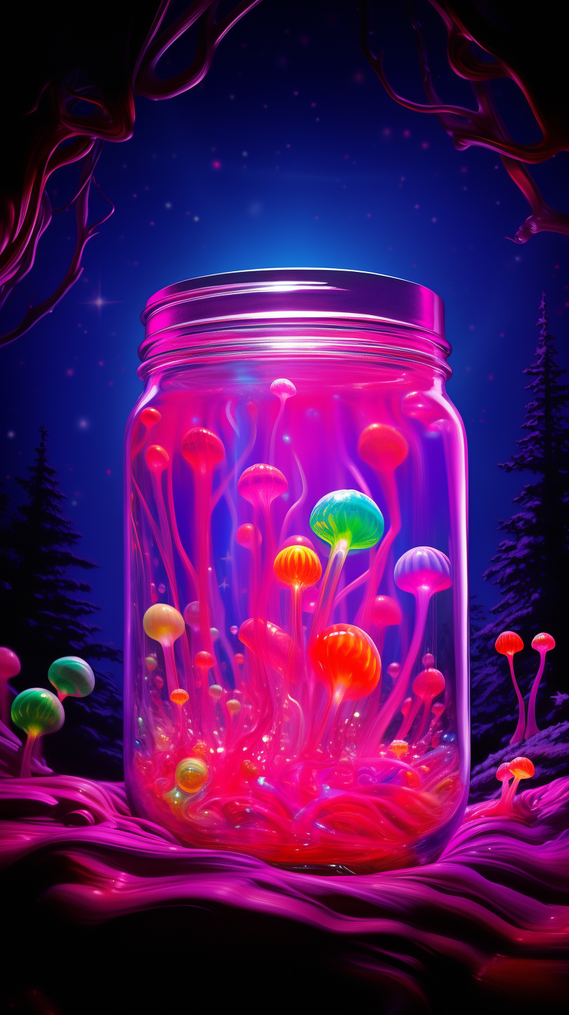 Colorful psychedelic jelly jar