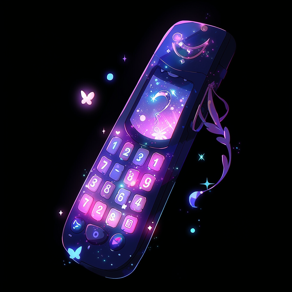 Magical phone on dark background