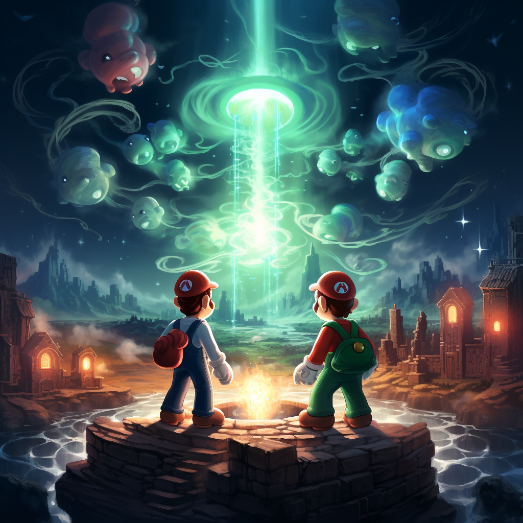 Two plumber brothers investigate a magical portal