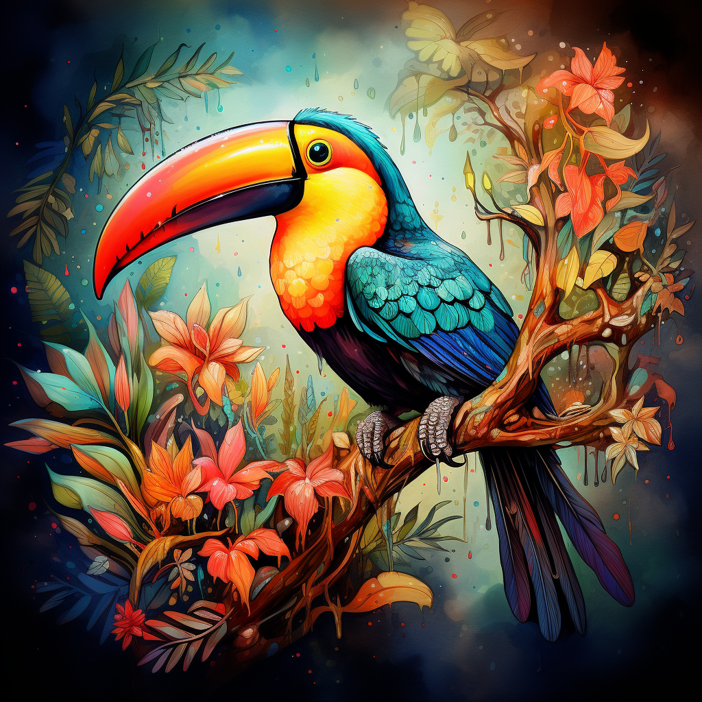 Beautiful toucan perched on a tree