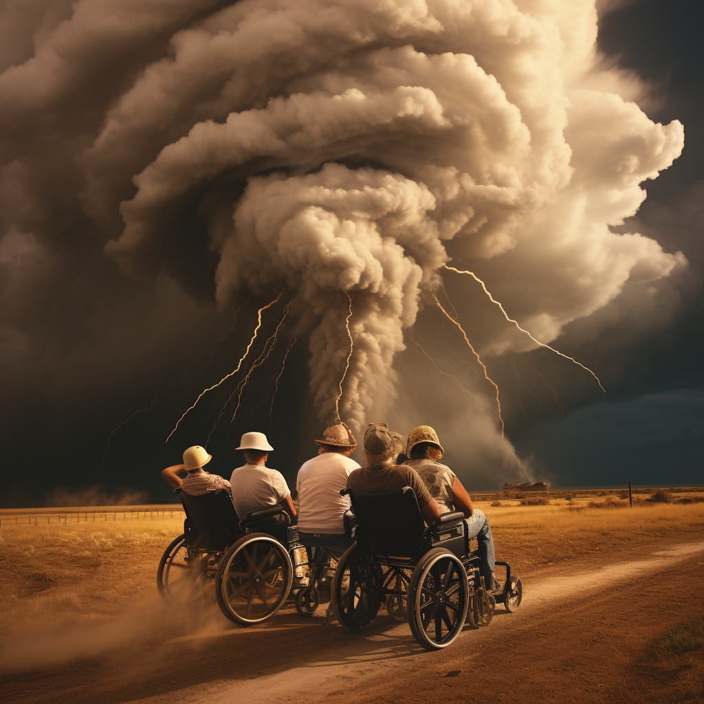 Wheelchair users in a mesmerizing tornado