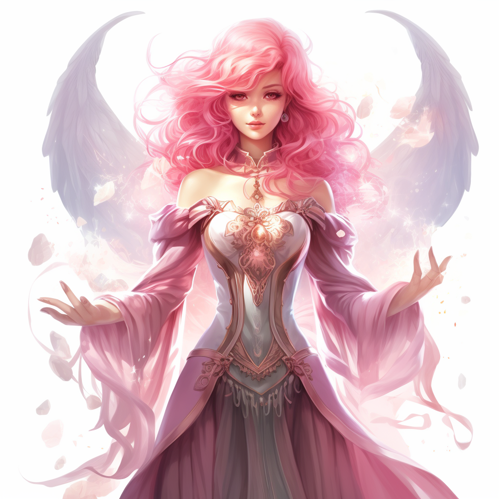 Beautiful magical angel with pink hair