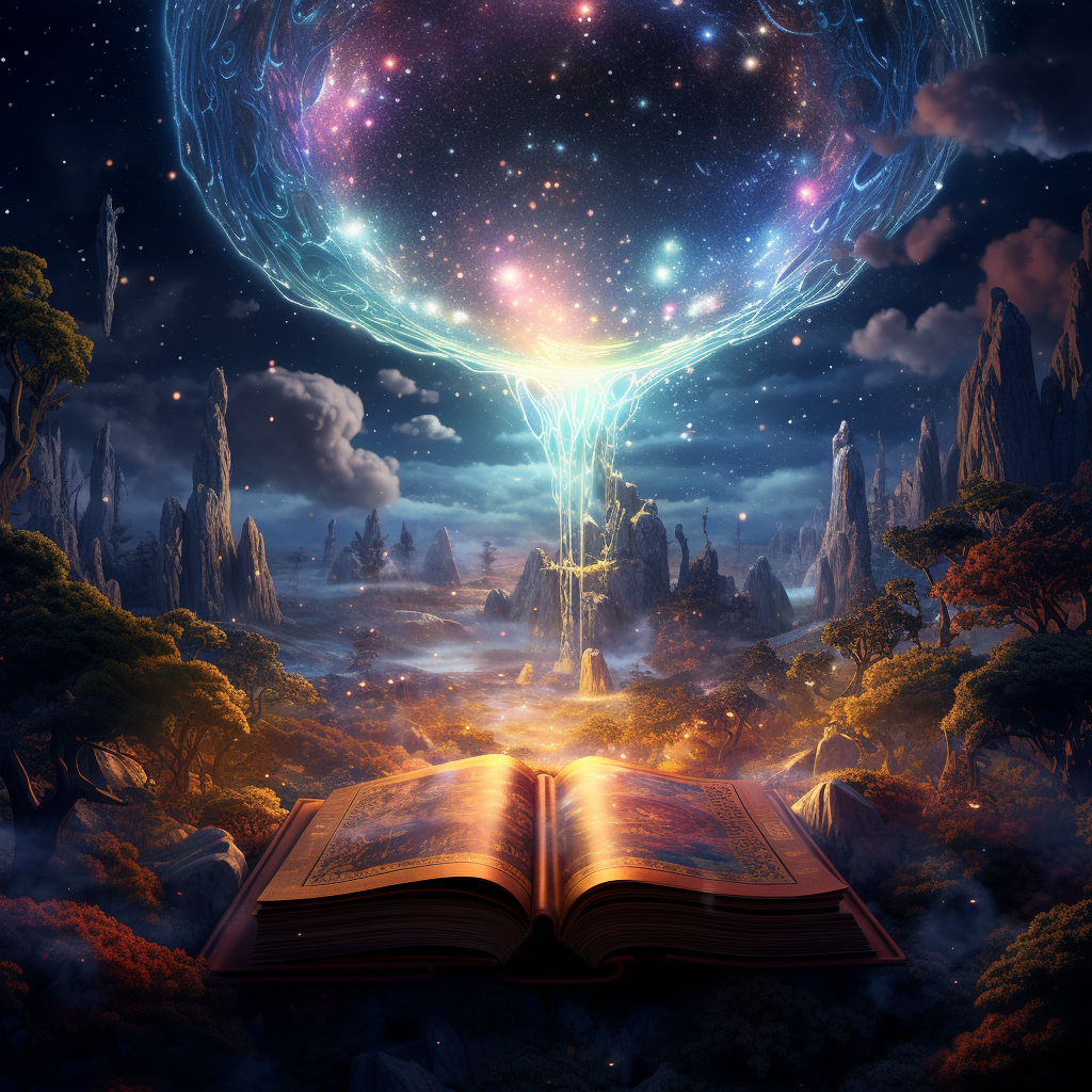 Magical Book in Cosmic Scenery