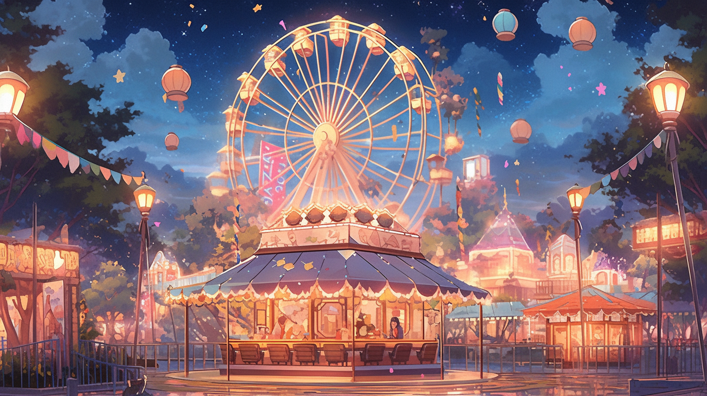 Enchanting Night Amusement Park Underneath the Stars