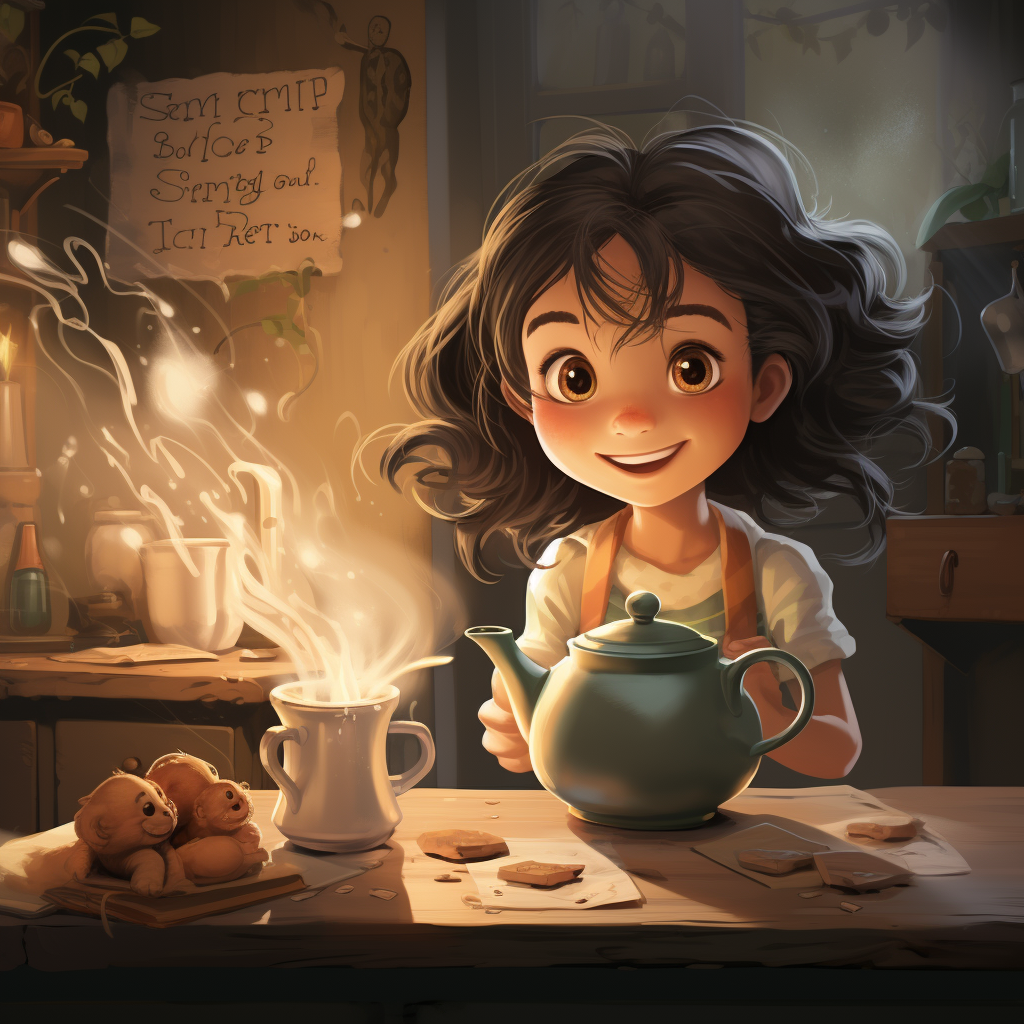 Illustration of Sophie and the magical teapot