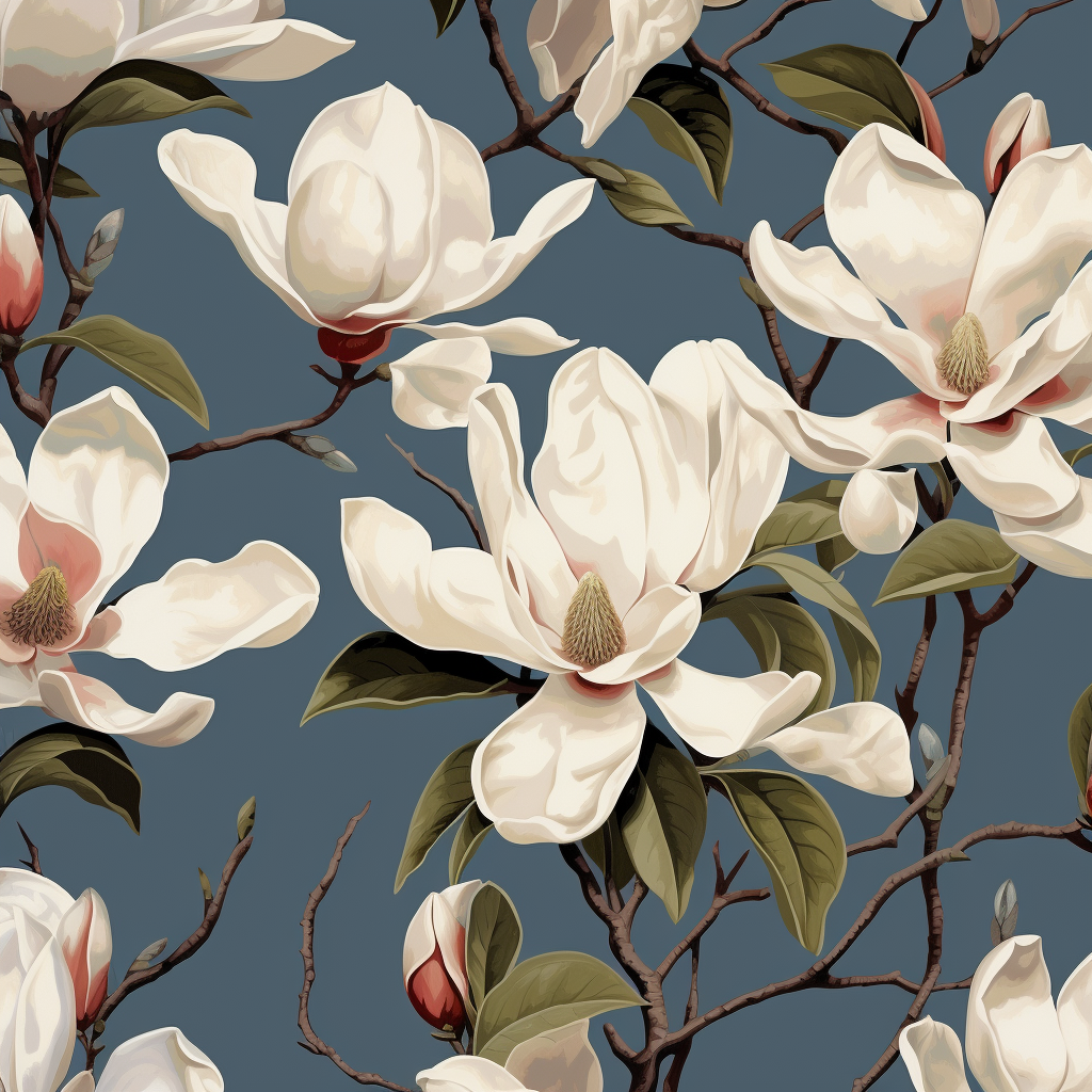 Magnolia Blossom on Sweet Tea Pearl Sage Background