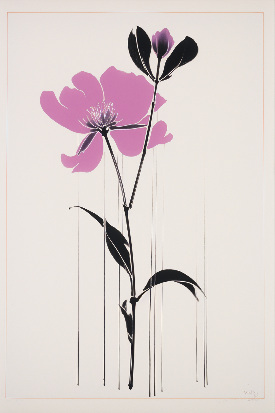 Beautiful Magnolia Illustration in CRM and Pierre Soulages Style