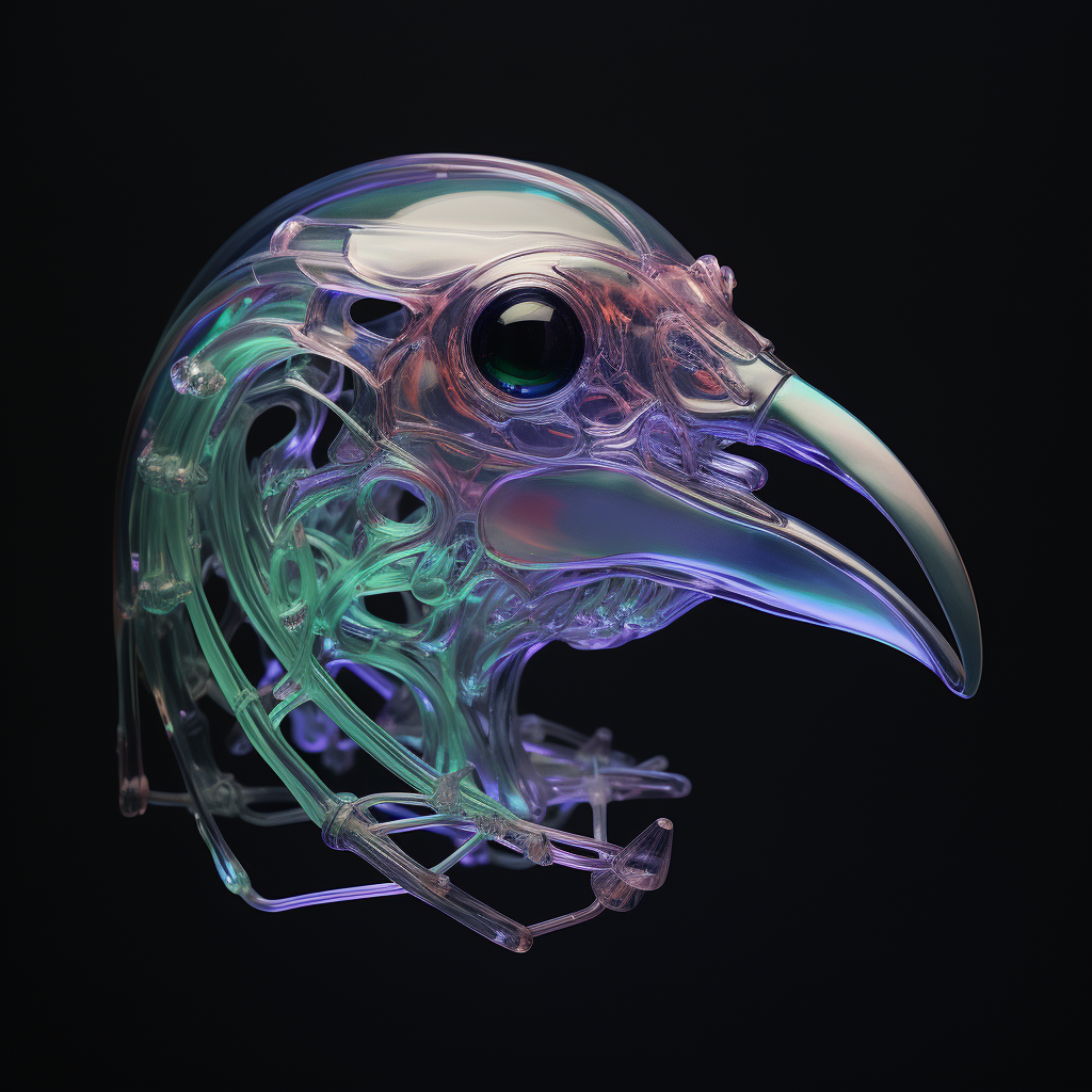 Mesmerizing Magpie Skull in Holographic Wireframe