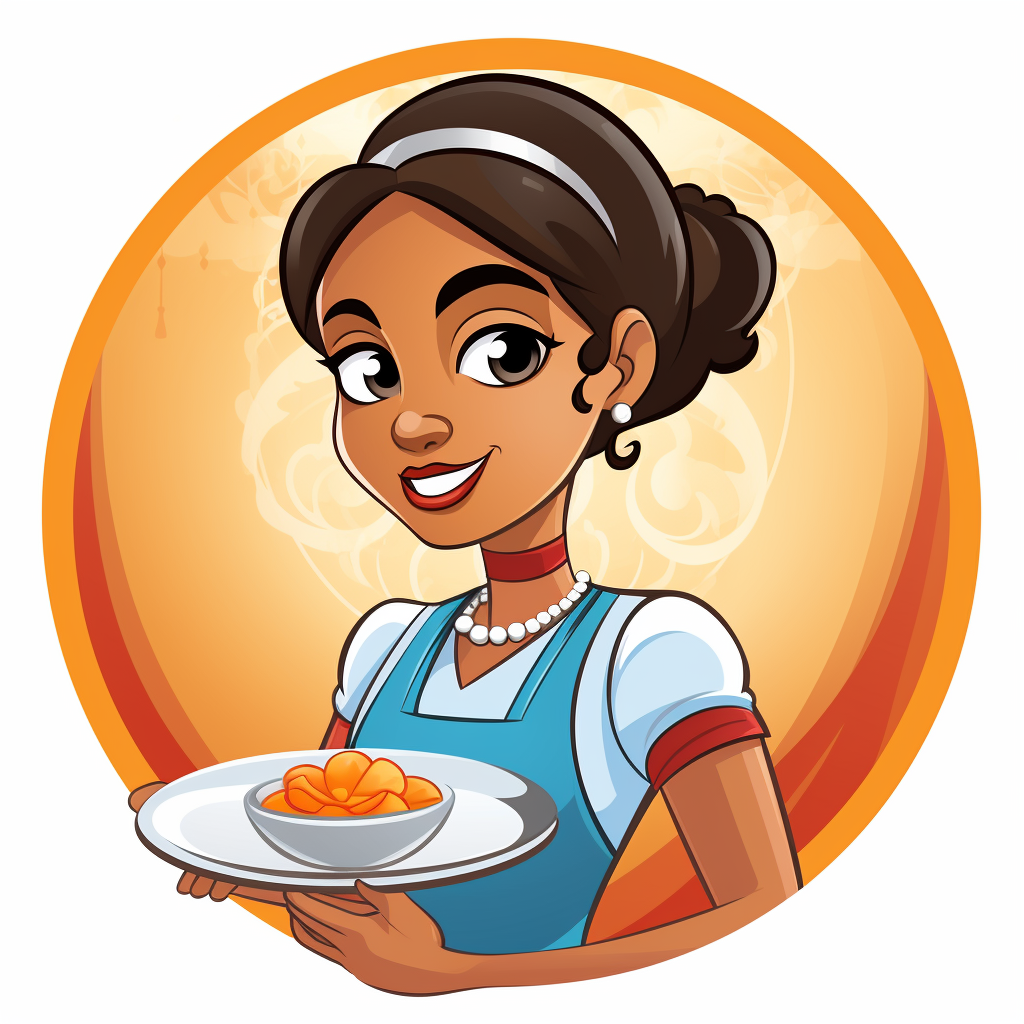 Cartoon-style illustration of a housemaid from Maid India