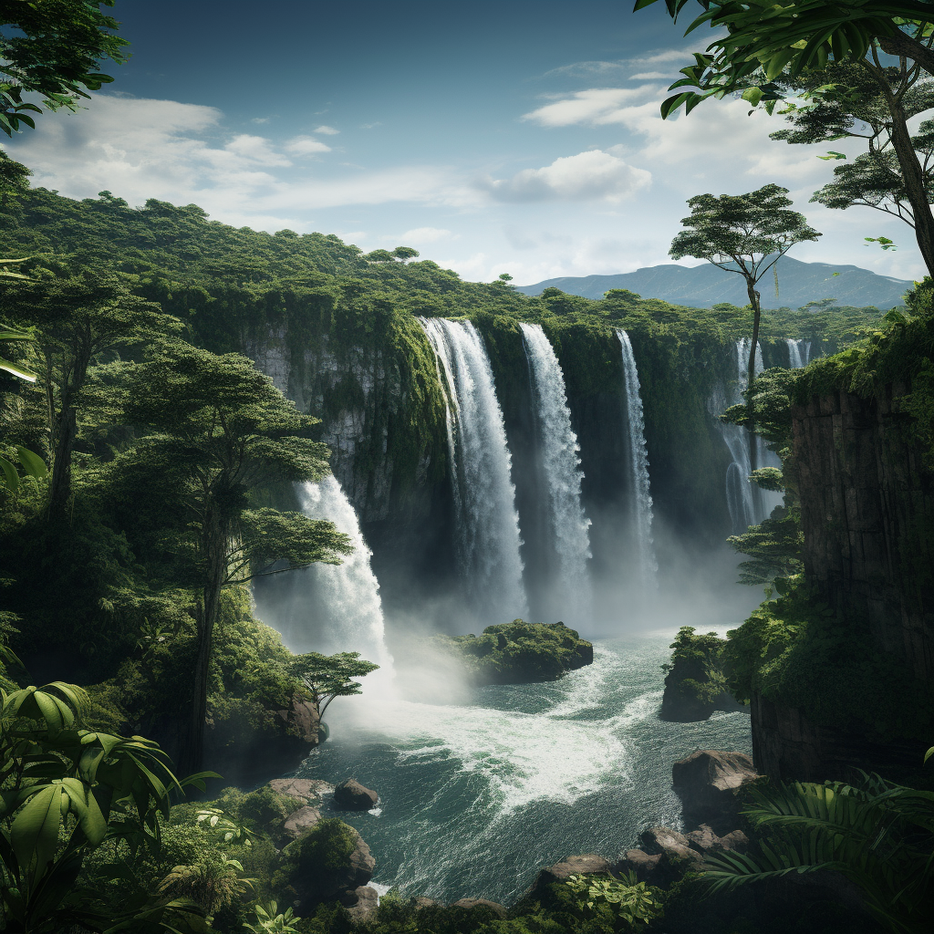 Breathtaking Amazonian Waterfall in Serene Surroundings