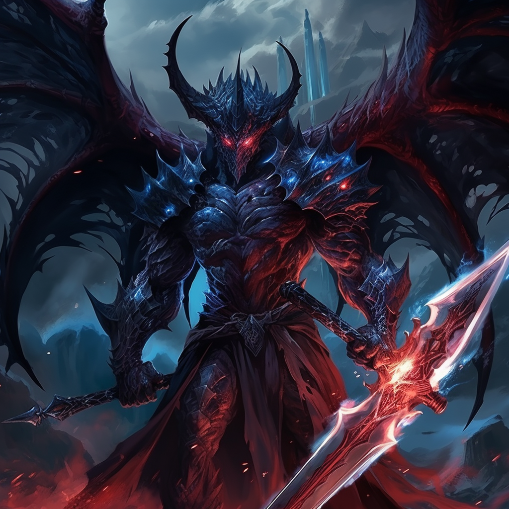 Majestic Archdevil with Mythic Sword engulfed in Flames