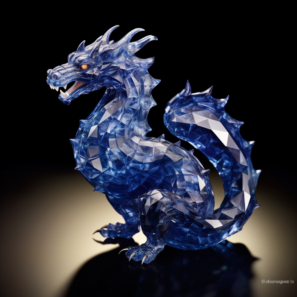 Beautiful sapphire-carved dragon artwork