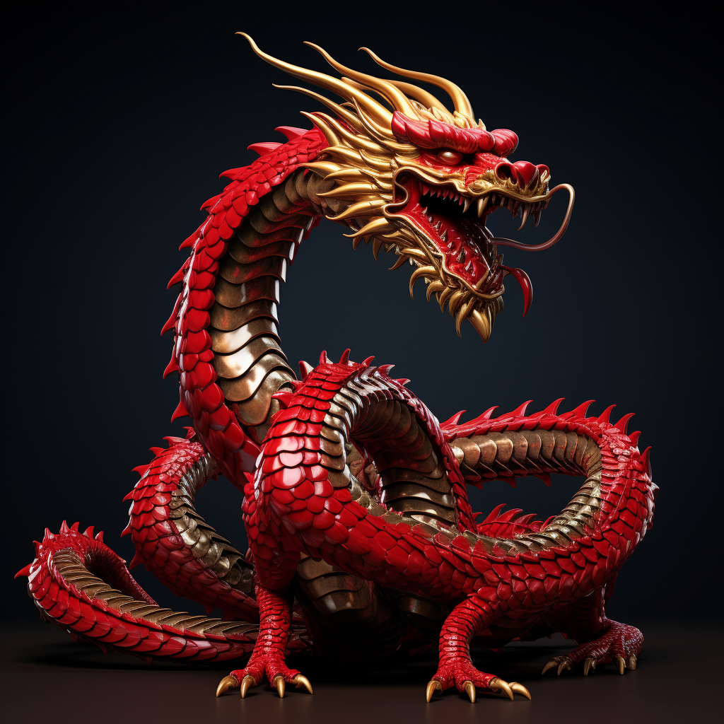 Majestic Dragon Serpent with Red Scales