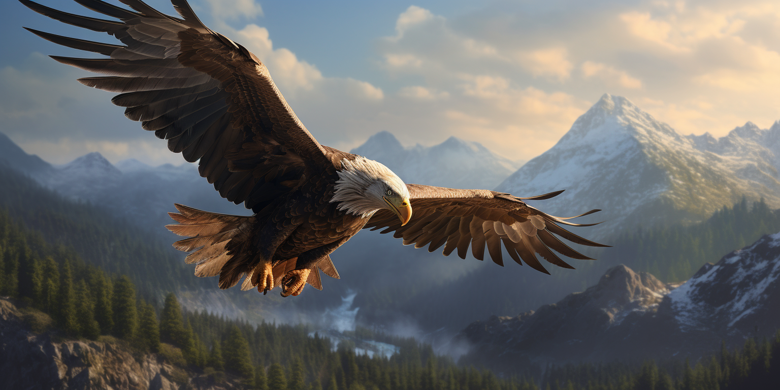 Majestic Eagle in Flight Cartoon Realism