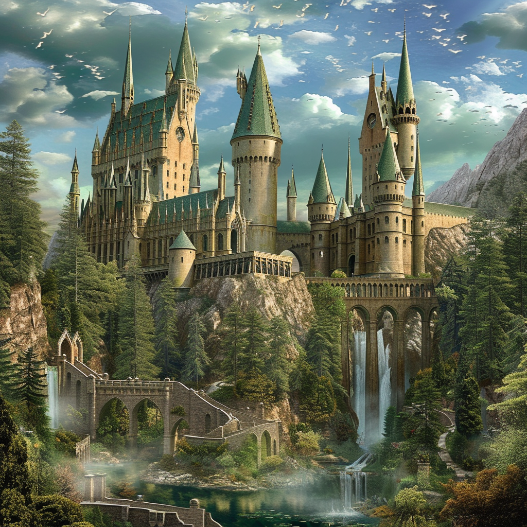 Majestic grandiose castle scenery