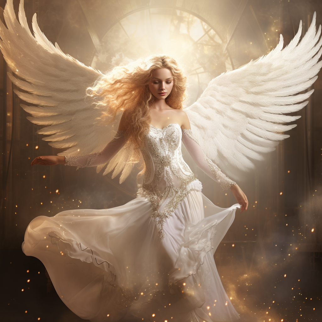 Angel with Majestic Open Wings