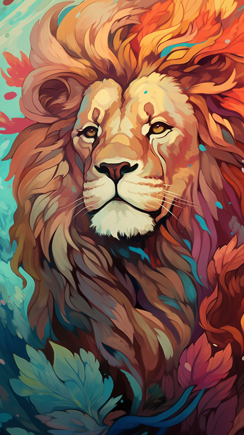 Majestic lion in warm colors