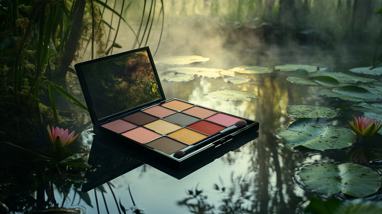 makeup palette forest pond reflection