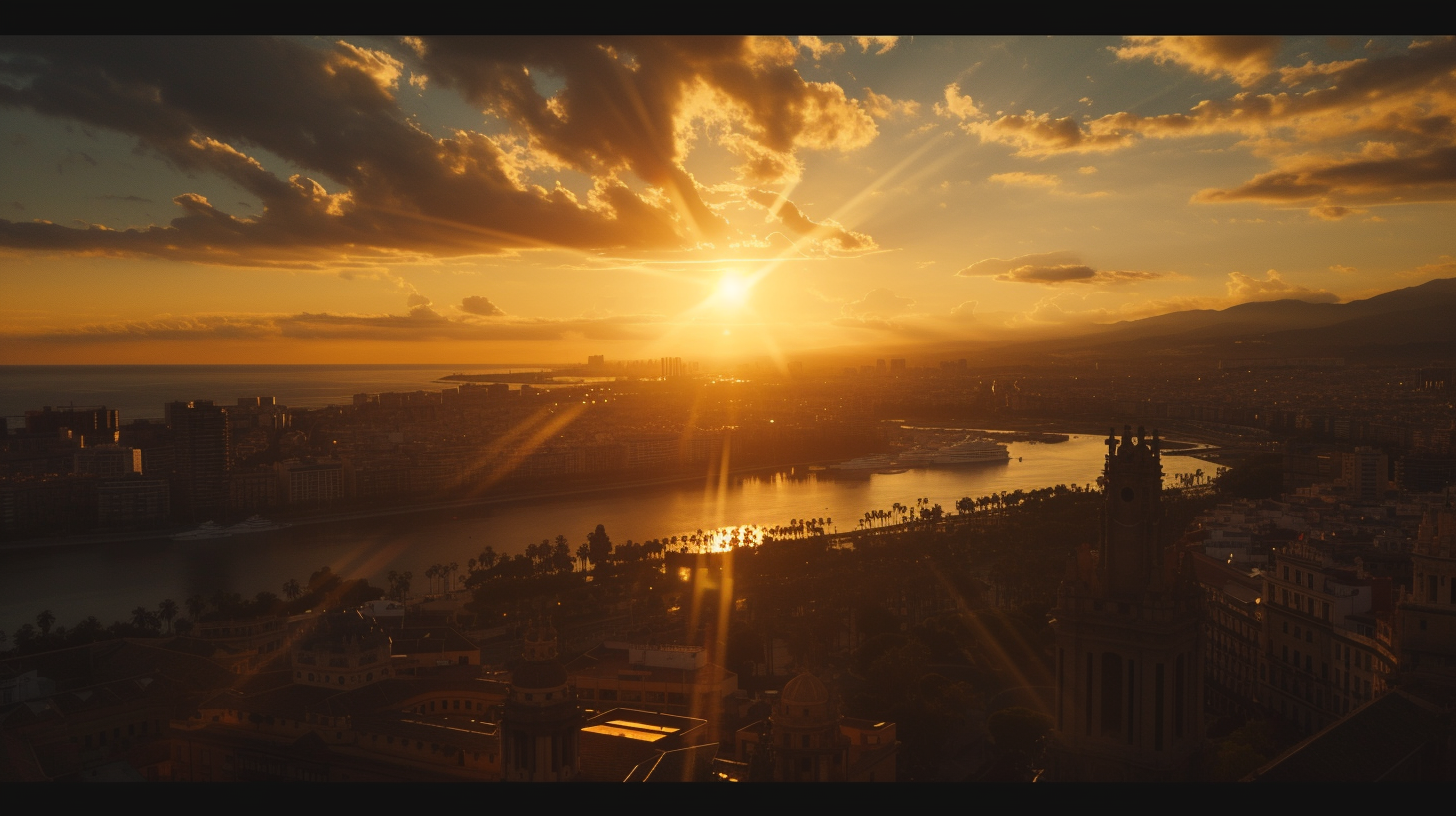 Beautiful sunset in Malaga City