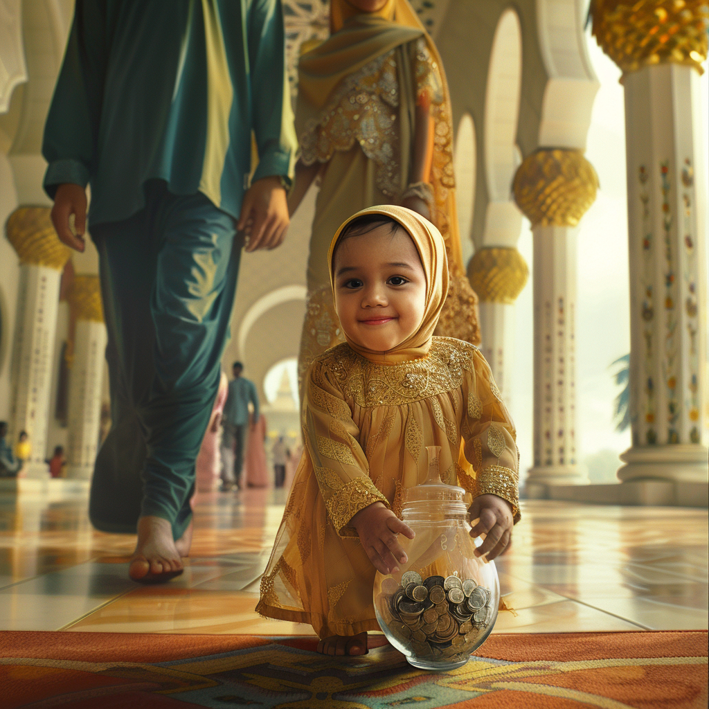 Little girl with coin jar