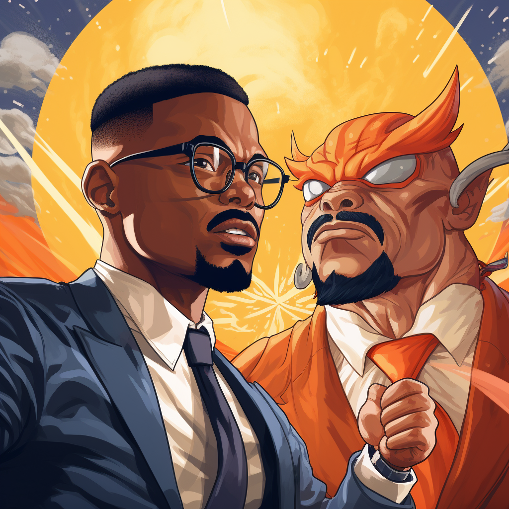 Malcom X and Goku facing off