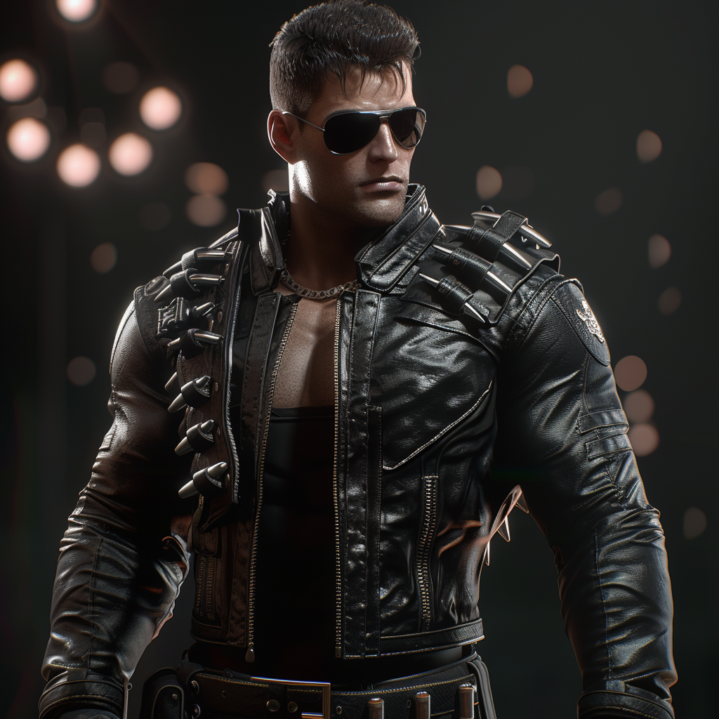 Male character in leather with sunglasses