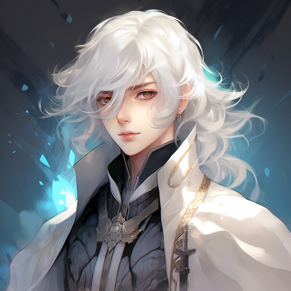 Male Cleric with White Hair - Shiny Glossy Style