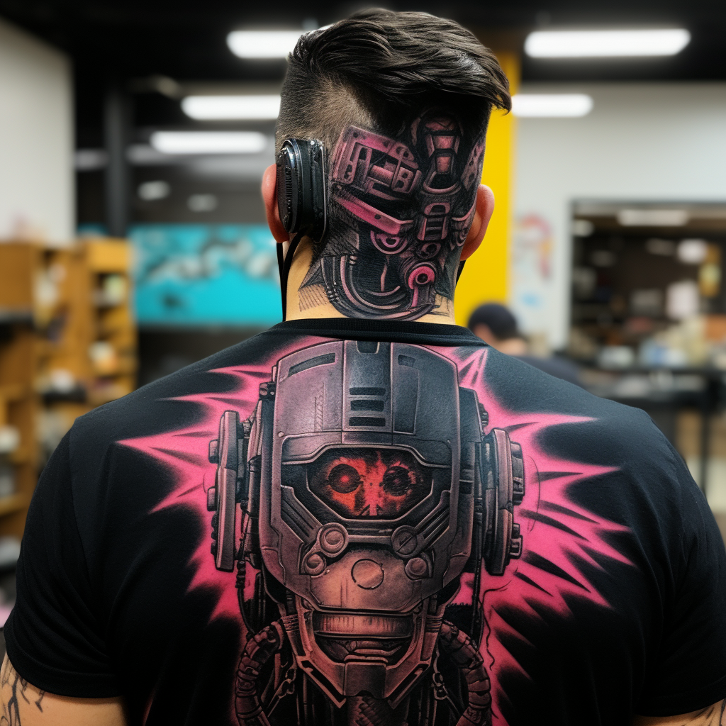 Black Ink Cyberpunk Tattoo Design