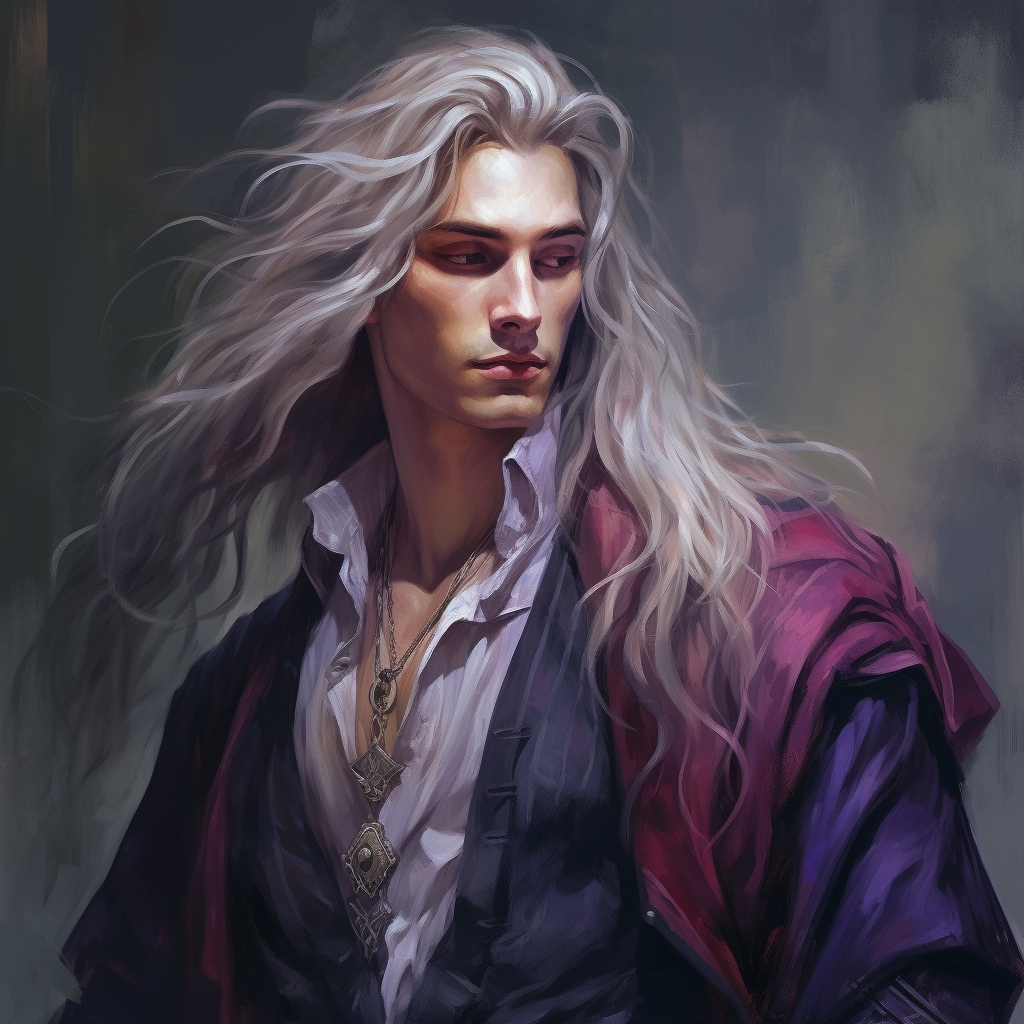 Beautiful male dhampir with striking purple veins