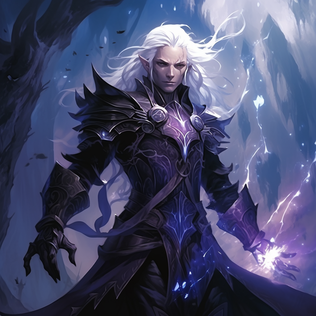 Male Drow Elf Cleric in Noble Mage's Robes