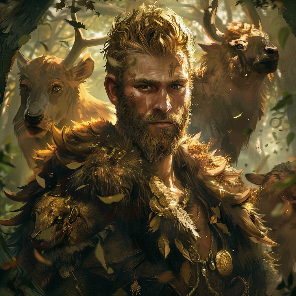 Adult male druid king forest