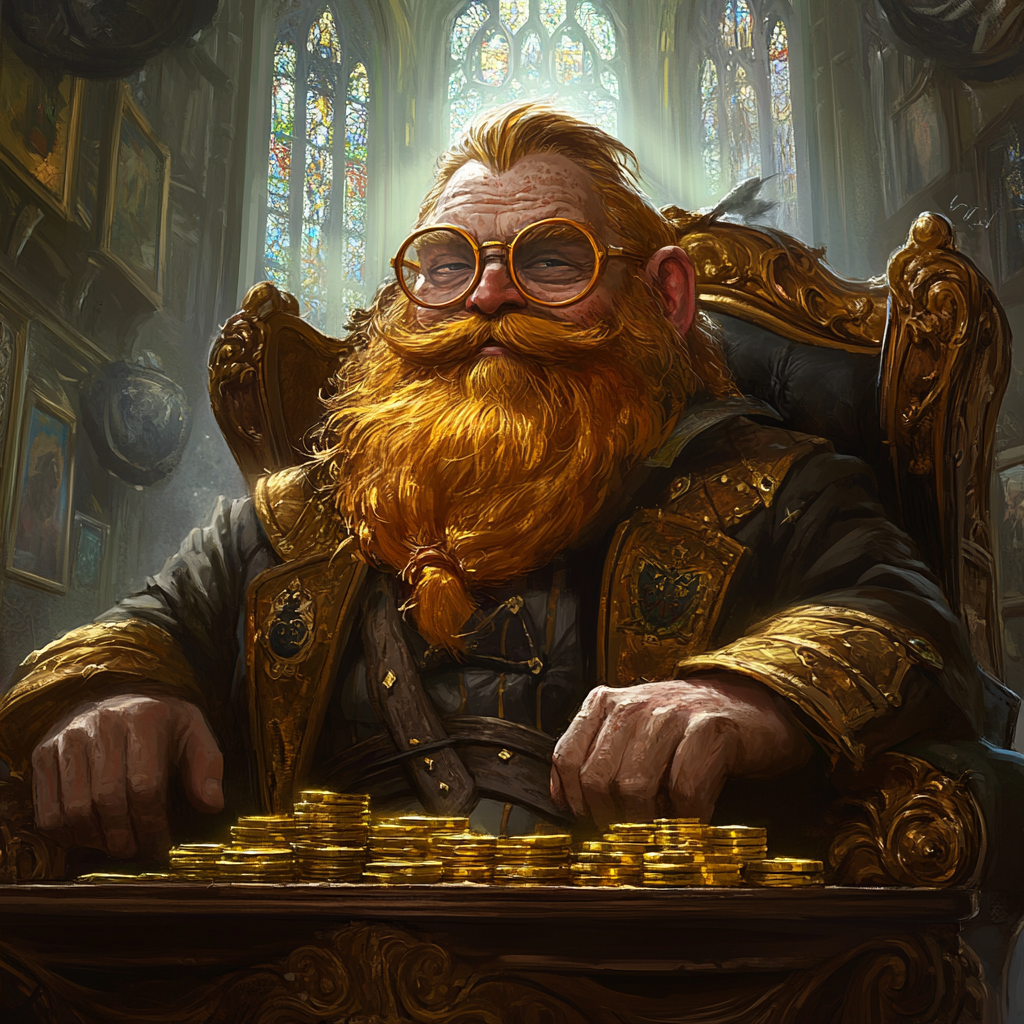 Dwarf banker with golden beard