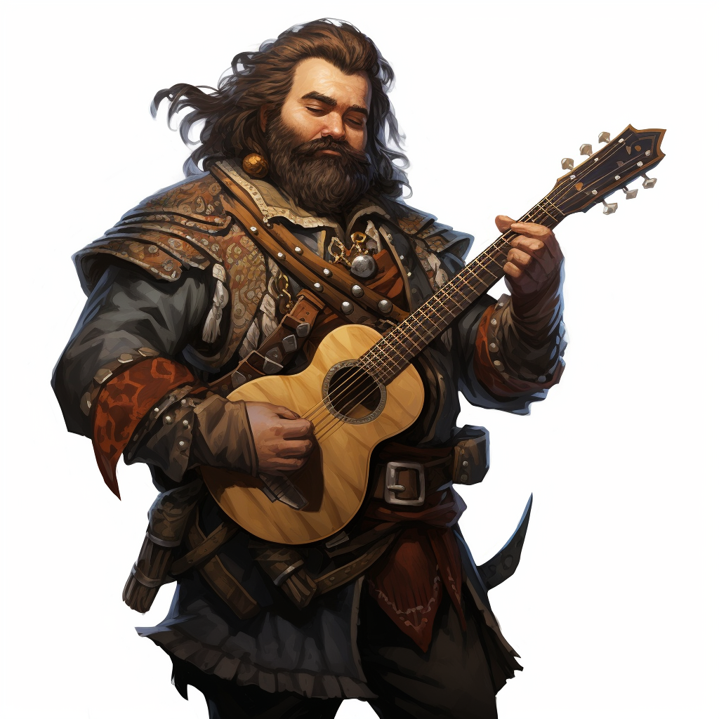 Male Dwarf Bard character in Pathfinder 2e