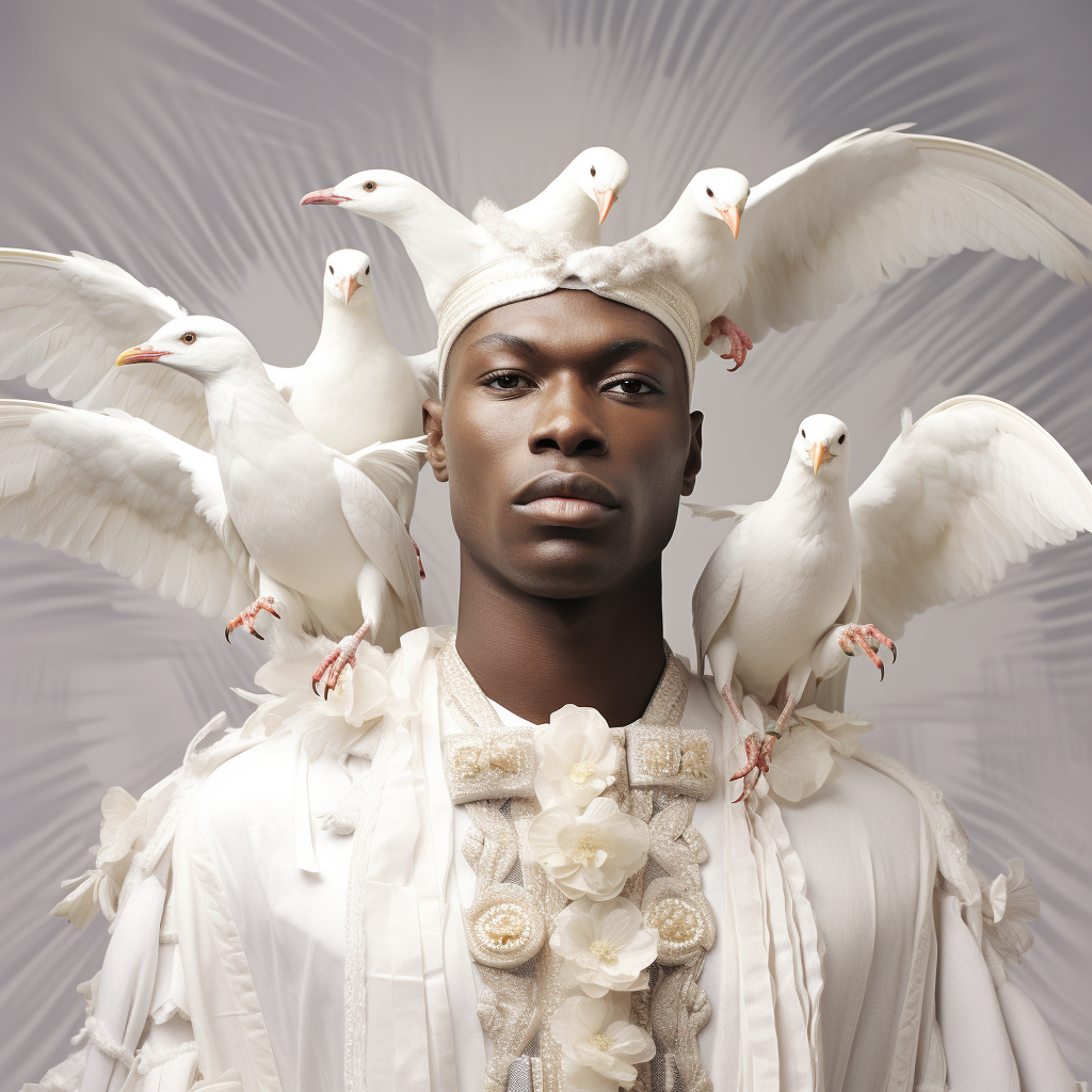 Male Egbe Tribe Orisha Obatala with Doves