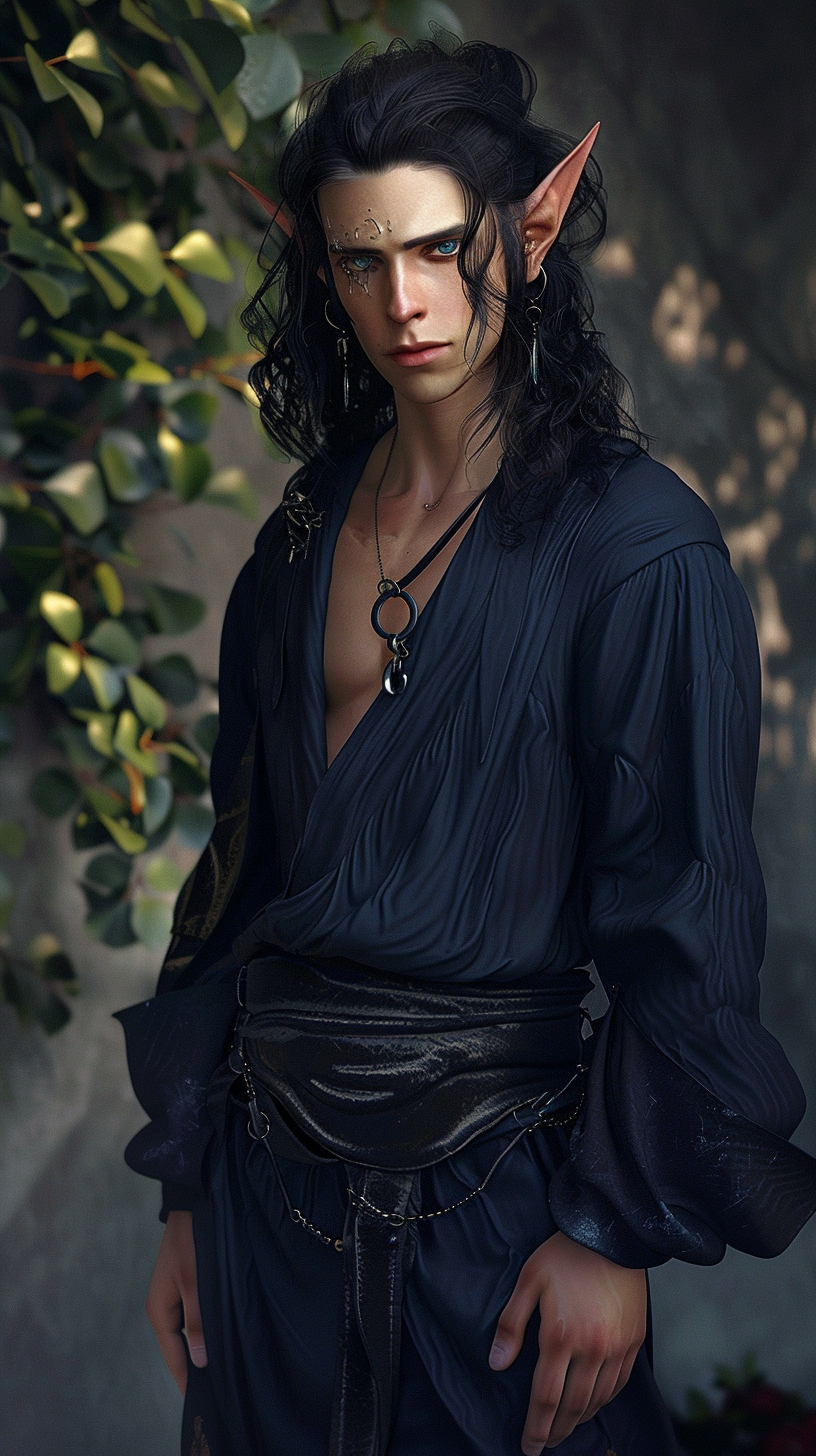 Male elf with tousled black hair