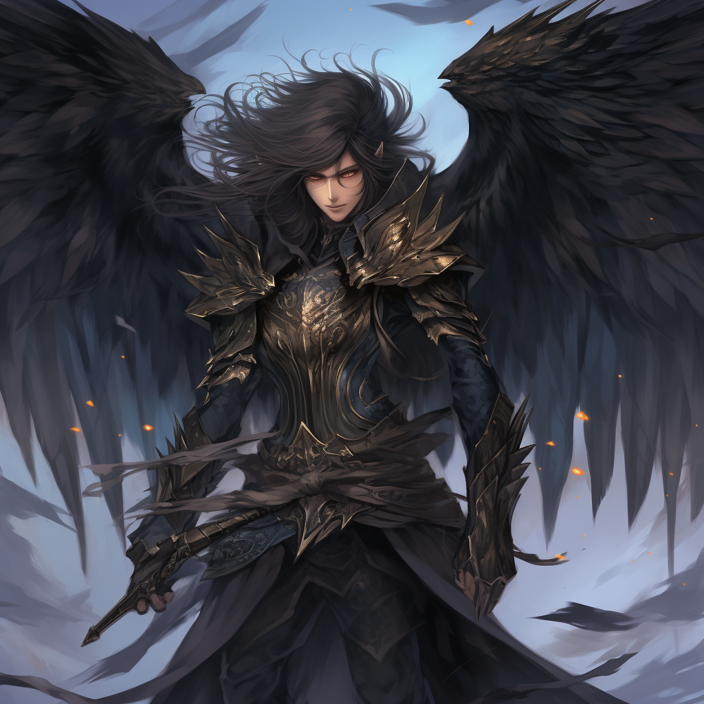 Mystical male fairy with long black hair