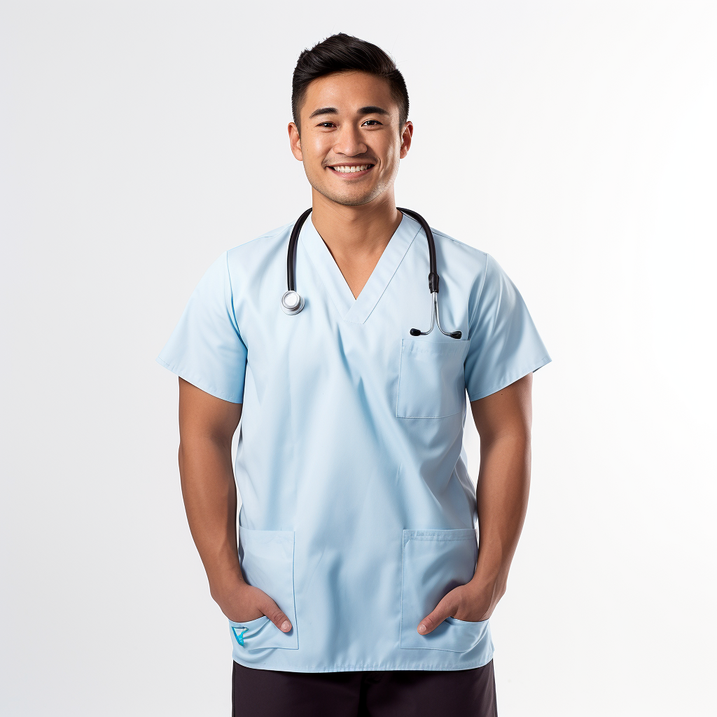 Male Filipino Nurse White Background