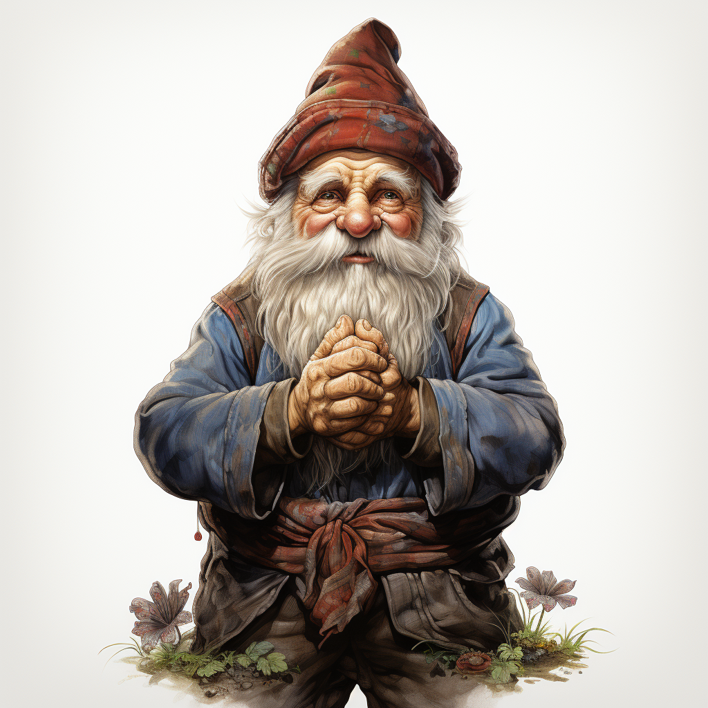 Male garden gnome standing hands behind