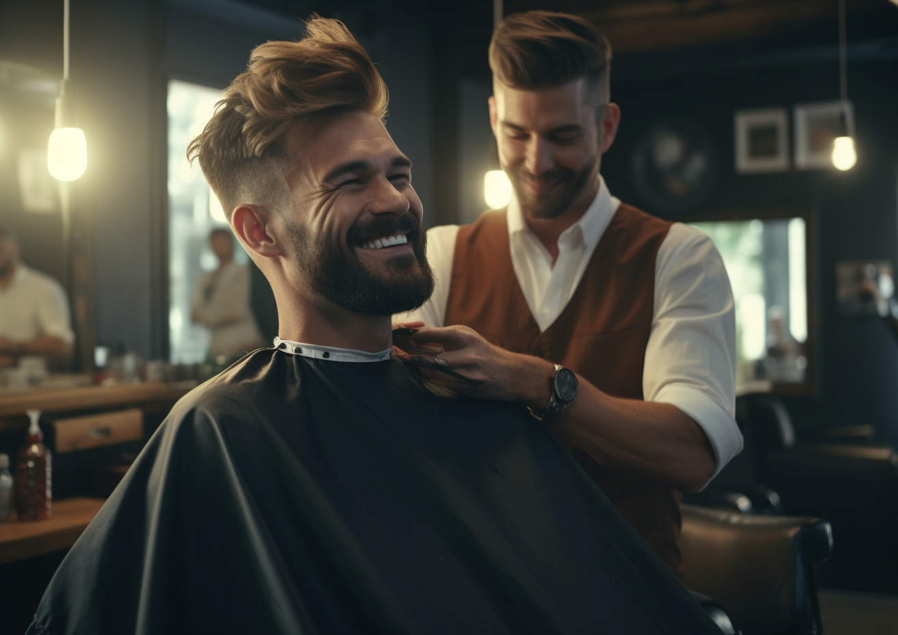 Stylish man getting a haircut