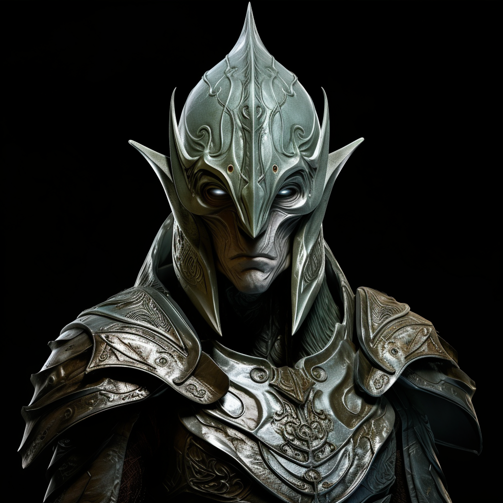 Male helmeted elf god law