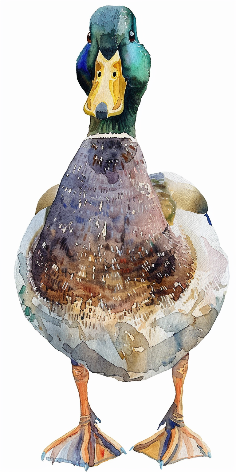 Male mallard duck watercolor art